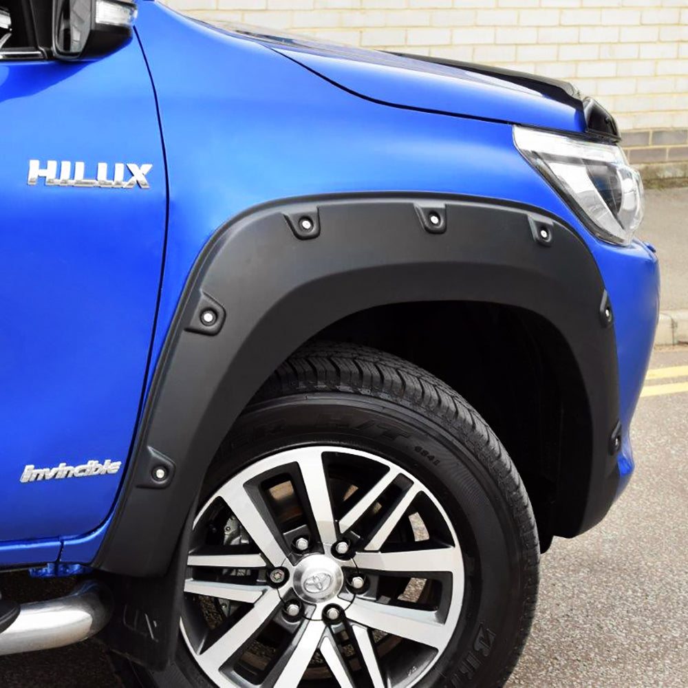 Predator Wheel Arches with Rivets in Matte Black for Toyota Hilux 2016-2020