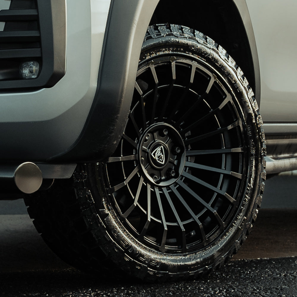 20x9.5 Matte Black Predator Iconic Alloys for Toyota Hilux